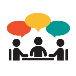 Three people communicating